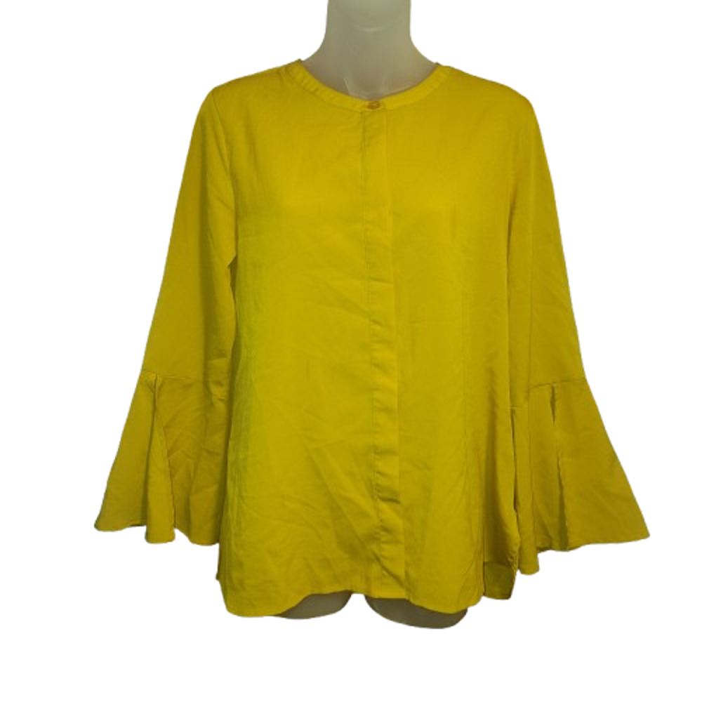 Banana Republic Women’s Yellow Round Neck Button Detail Top Size PM BG29